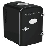 Frigidaire 6+1-Can 48-Watt Retro Mini Portable Fridge with Top-Mounted Active-Cooling Can Holder, Black
