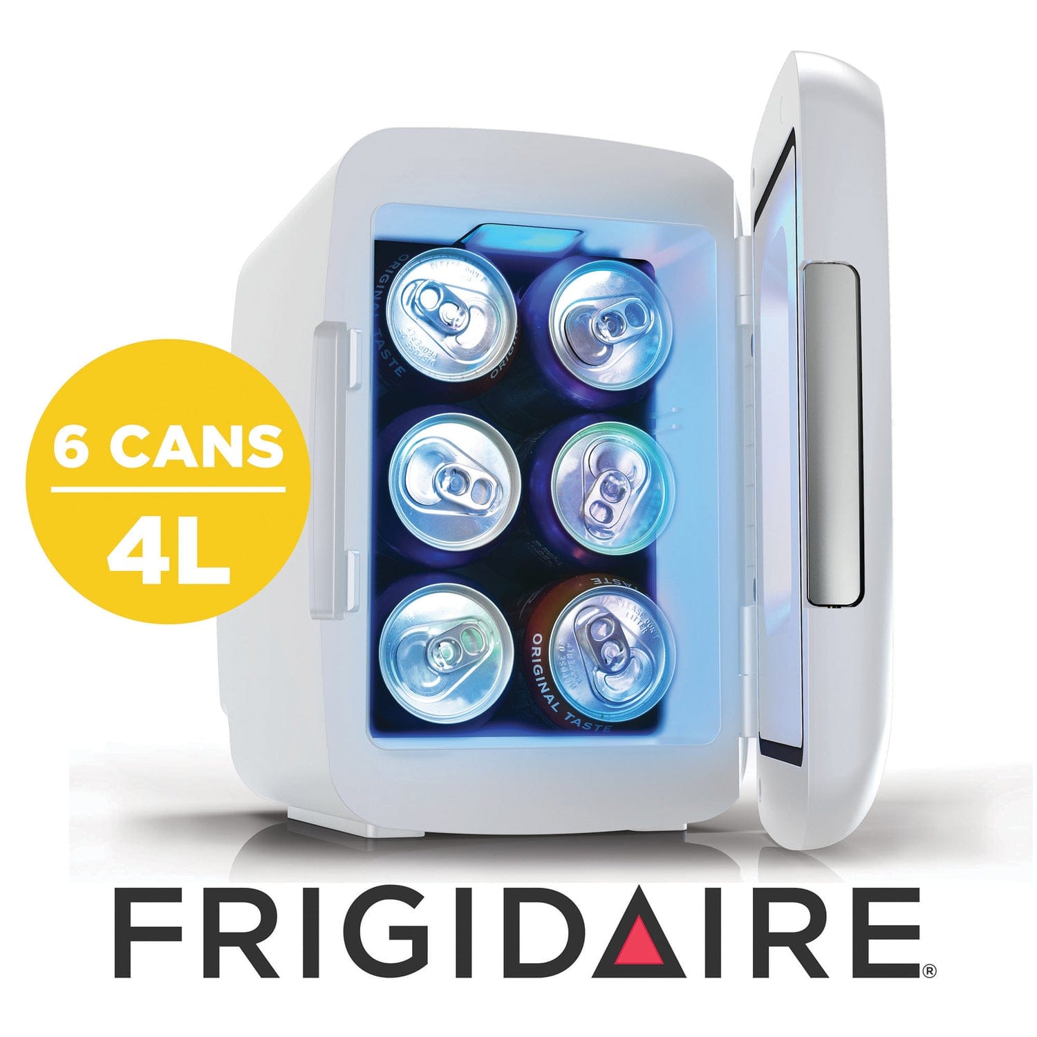 Frigidaire 6-Can Retro Gaming Light-up Portable Beverage Mini Fridge, EFMIS179, White