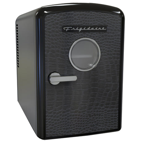 Frigidaire 9-Can Mini Fridge Cooler, Crocodile Door, Black