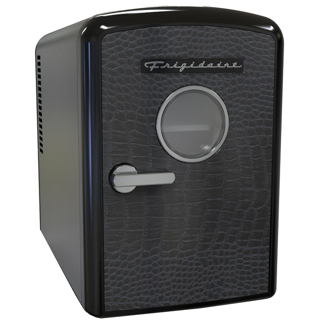 Frigidaire 9-Can Mini Fridge Cooler, Crocodile Door, Black