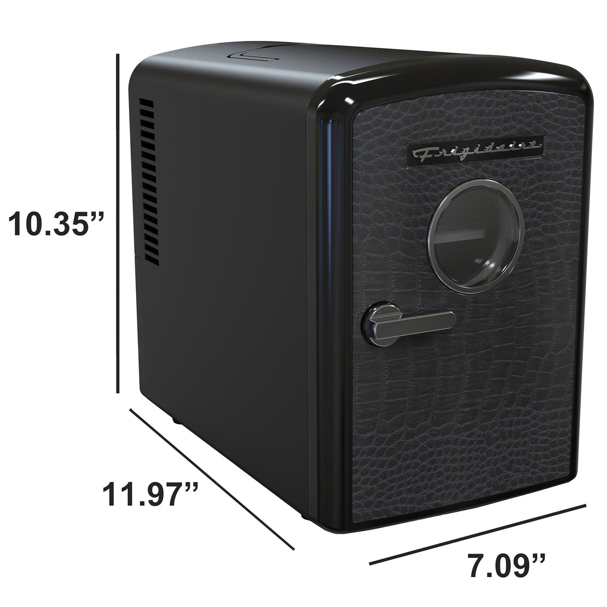 Frigidaire 9-Can Mini Fridge Cooler, Crocodile Door, Black