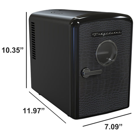 Frigidaire 9-Can Mini Fridge Cooler, Crocodile Door, Black