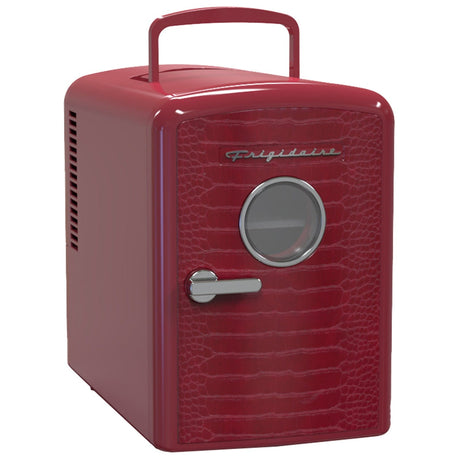 Frigidaire 9-Can Mini Fridge Cooler, Crocodile Door, Red