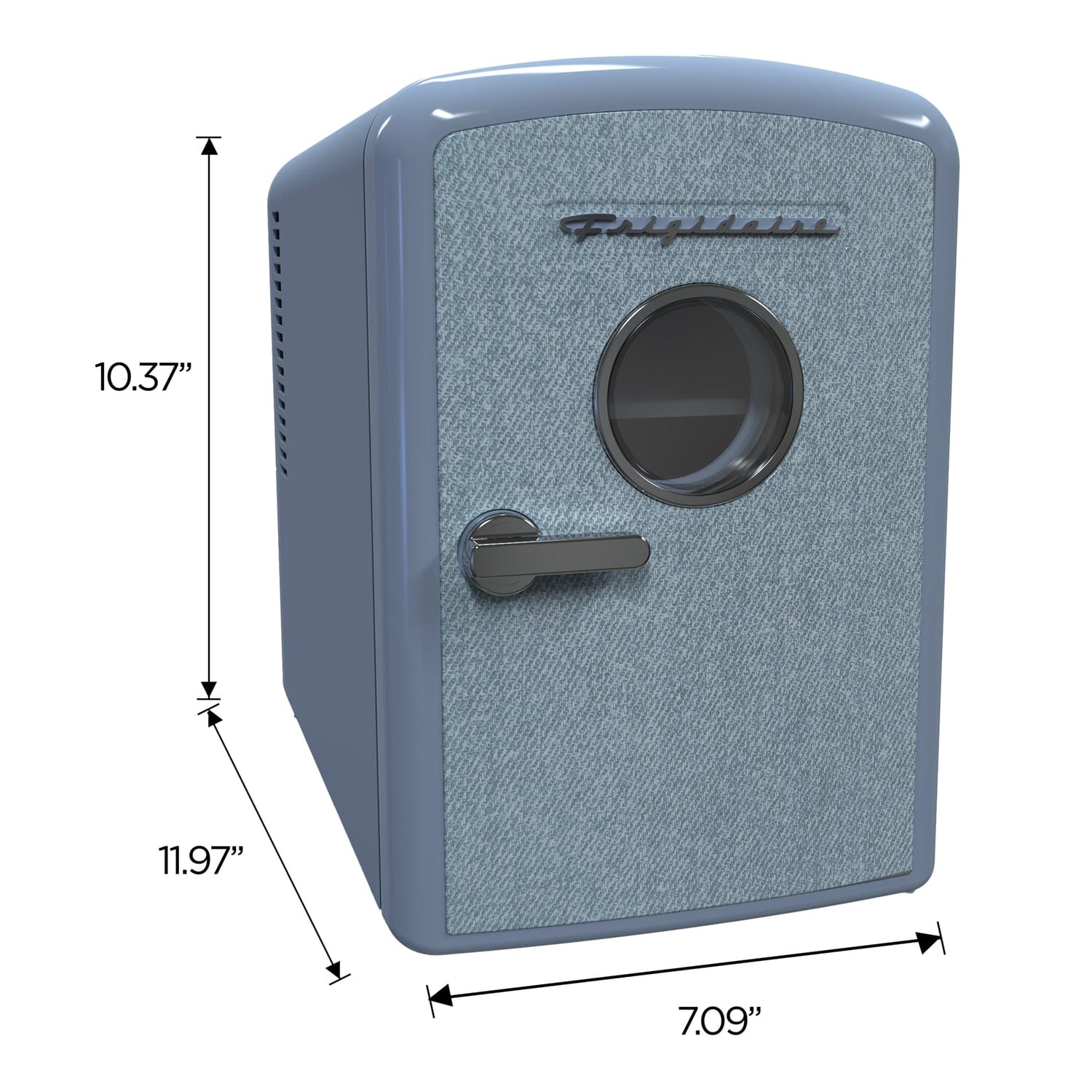 Frigidaire 9-Can Mini Fridge Cooler, Denim Door, Blue