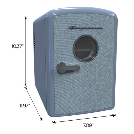 Frigidaire 9-Can Mini Fridge Cooler, Denim Door, Blue