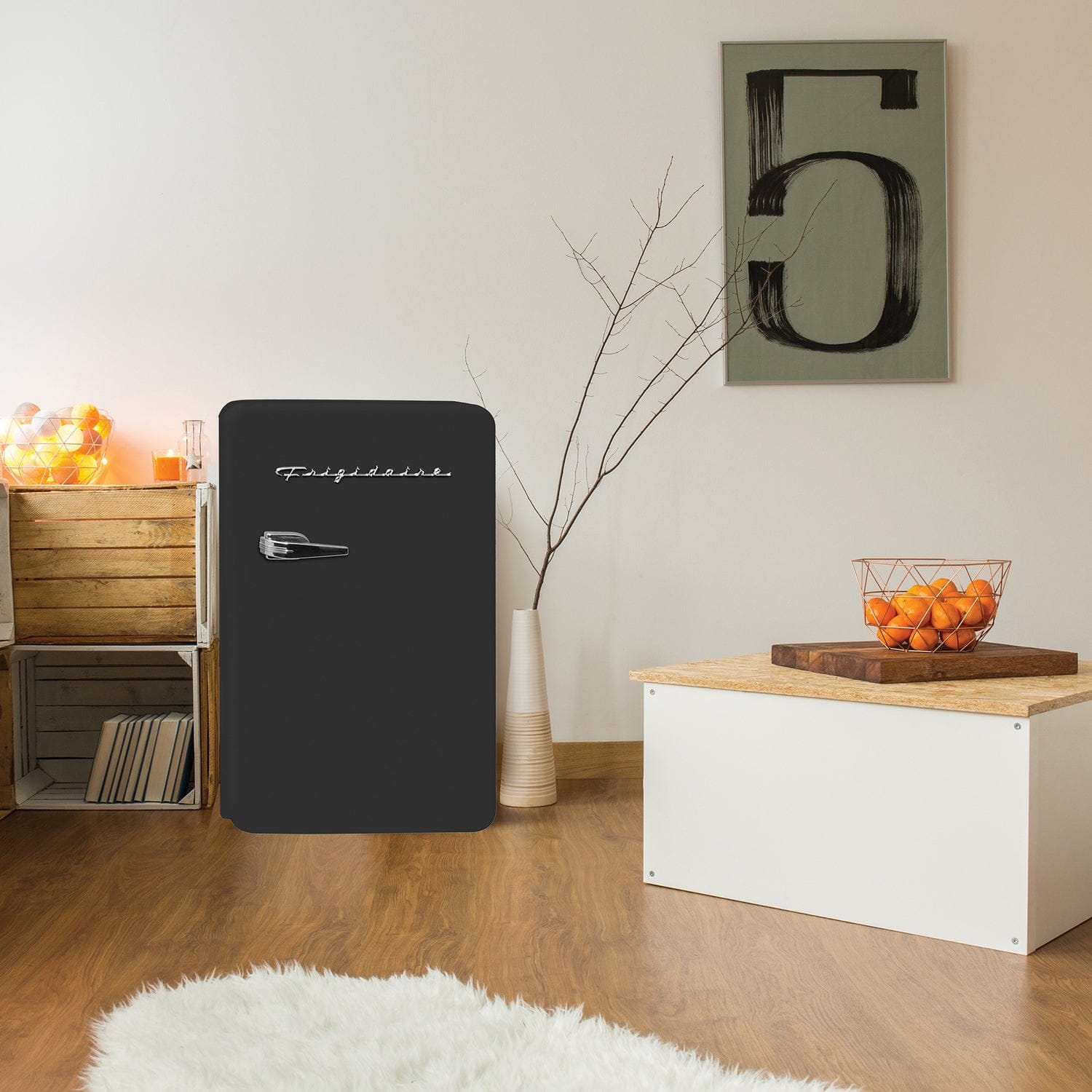 Frigidaire 3.2-Cu.-Ft. 60-Watt Retro Compact Refrigerator, Black