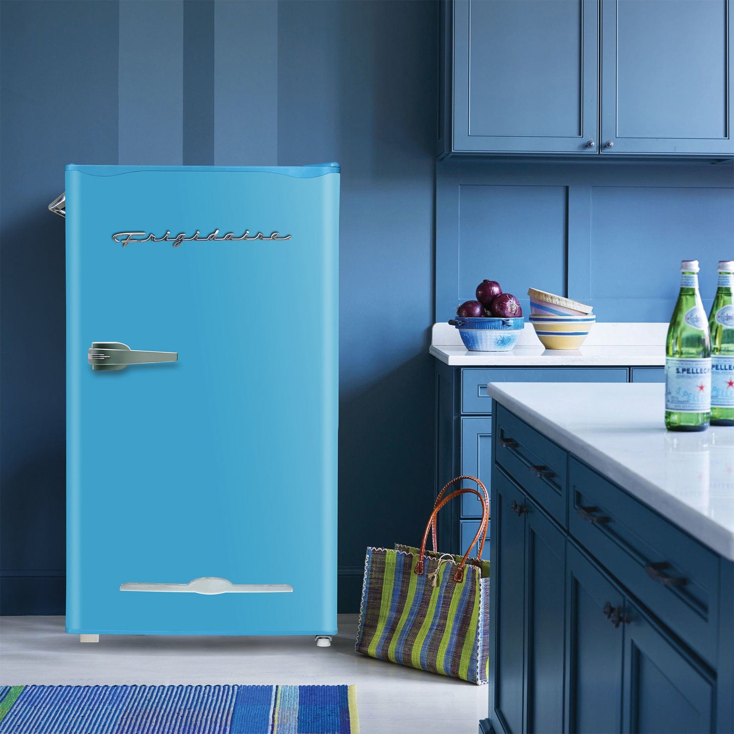 Frigidaire 3.2-Cu.-Ft. 65-Watt Retro Bar Fridge with Side Bottle Opener, Blue