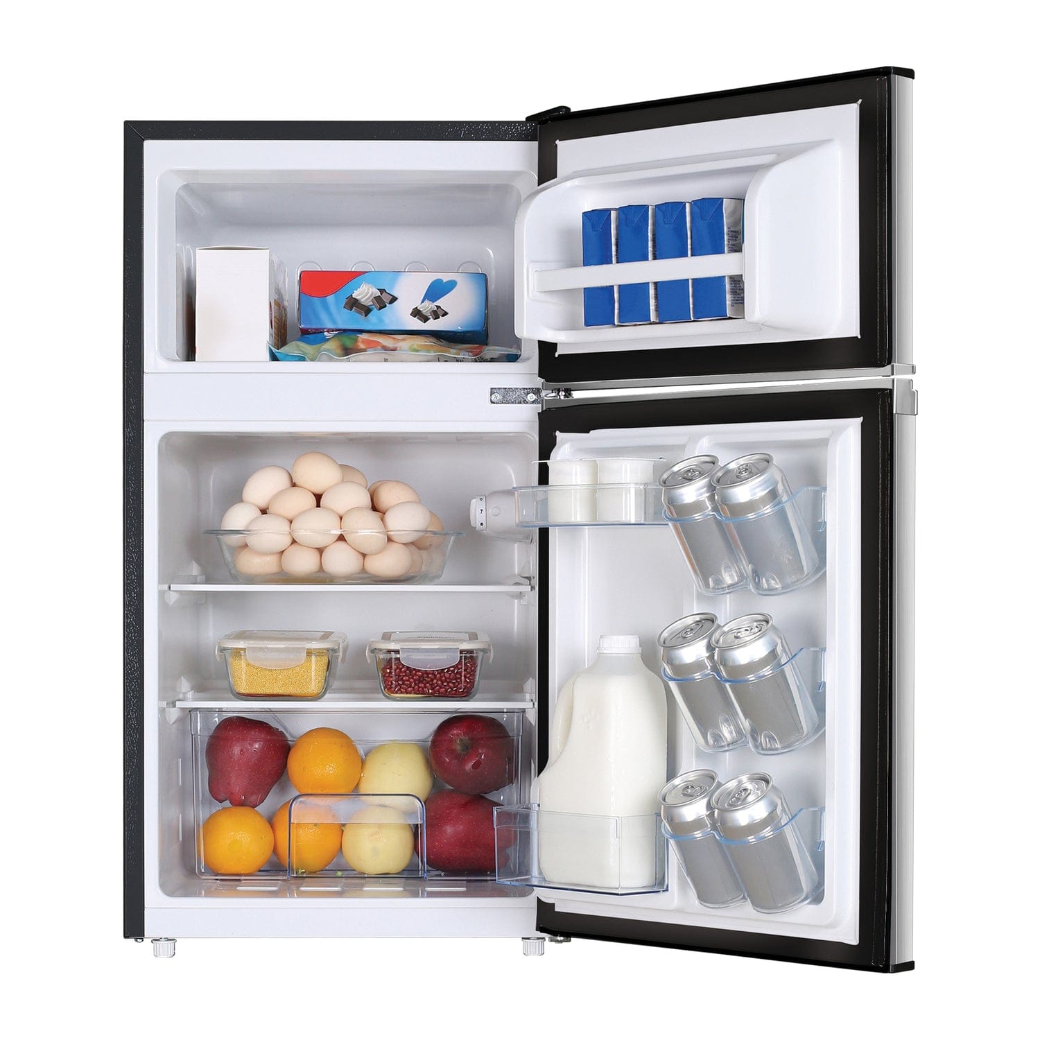 Frigidaire 3.2-Cu Ft. 2-Door Retro Compact Refrigerator with Freezer, EFR391-B, Platinum Design with Chrome Trim