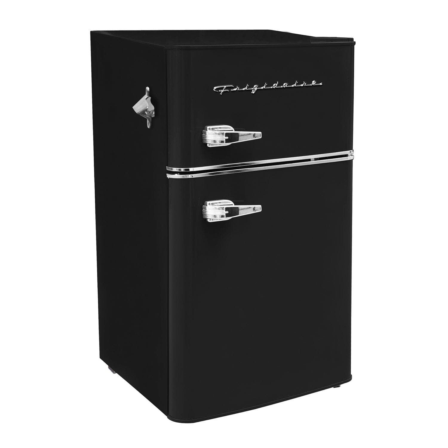 Frigidaire 3.2-Cu Ft. 2-Door Retro Compact Bar Fridge with Freezer and Side Bottle Opener, EFR840, Black