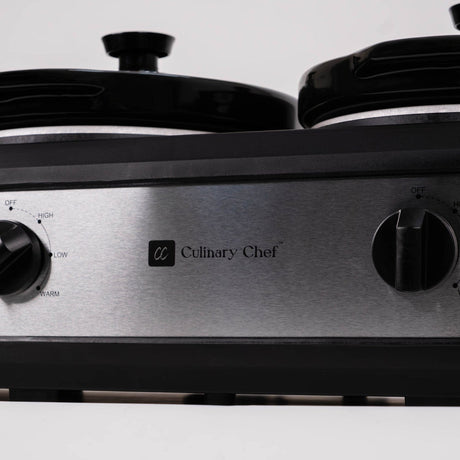 Culinary Chef 420-Watt Triple Slow Cooker and Buffet Server with Three 2.5-Quart Ceramic Pots