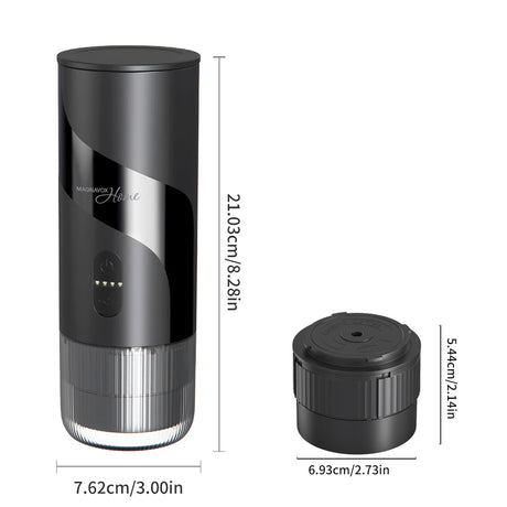 Magnavox Home 2-in-1 Portable Espresso and Ground Coffee Maker, USB Rechargeable, Black