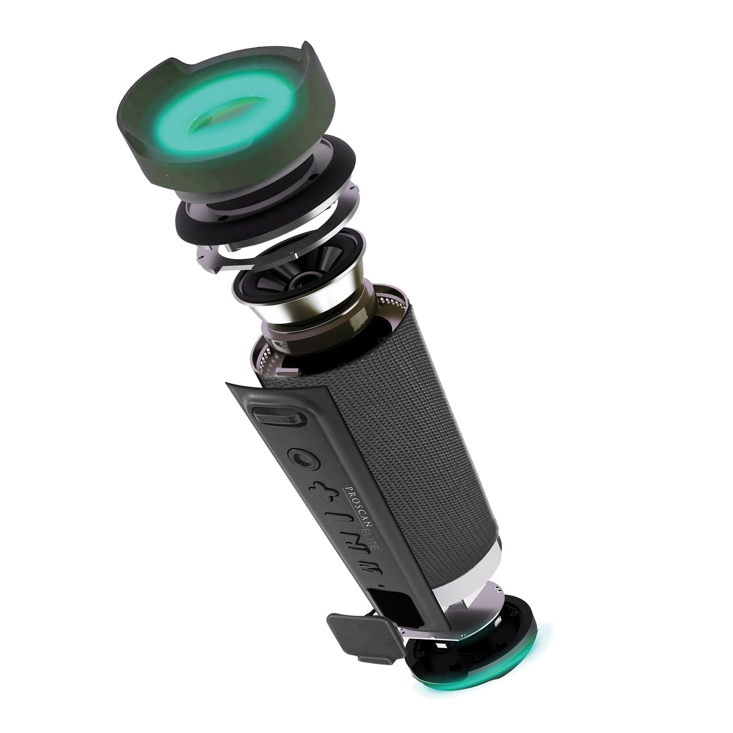 Proscan Elite Portable Light-up Waterproof Bluetooth Speaker with 360° Sound and FM Radio, Black, PESP1708