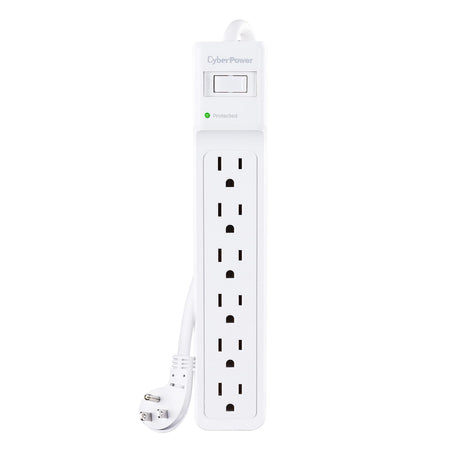 CyberPower 6-AC Outlet 600-Joules Essential Series Surge Protector Power Strip, 4-Ft. Cord with Angled Plug, B604