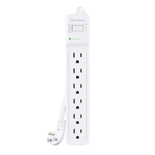 CyberPower 6-AC Outlet 600-Joules Essential Series Surge Protector Power Strip, 4-Ft. Cord with Angled Plug, B604