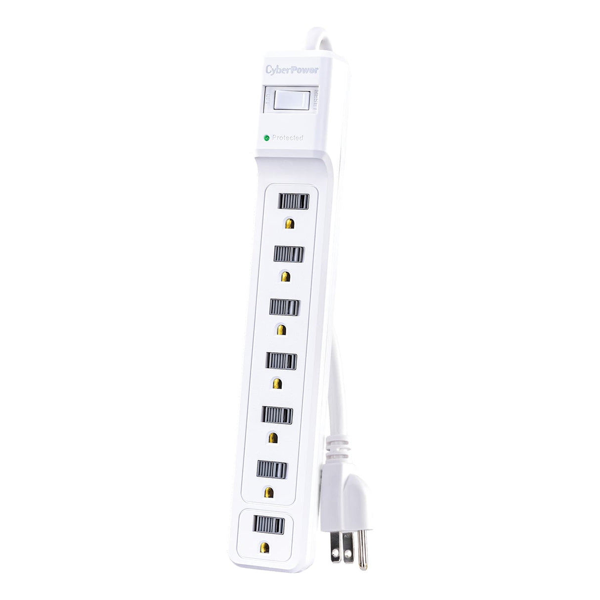 CyberPower 7-AC Outlet 1200-Joules Essential Series Surge Protector Power Strip with Sliding Covers, 4-Ft. Cord with Straight Plug, B704