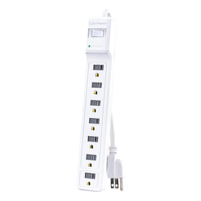 CyberPower 7-AC Outlet 1200-Joules Essential Series Surge Protector Power Strip with Sliding Covers, 4-Ft. Cord with Straight Plug, B704