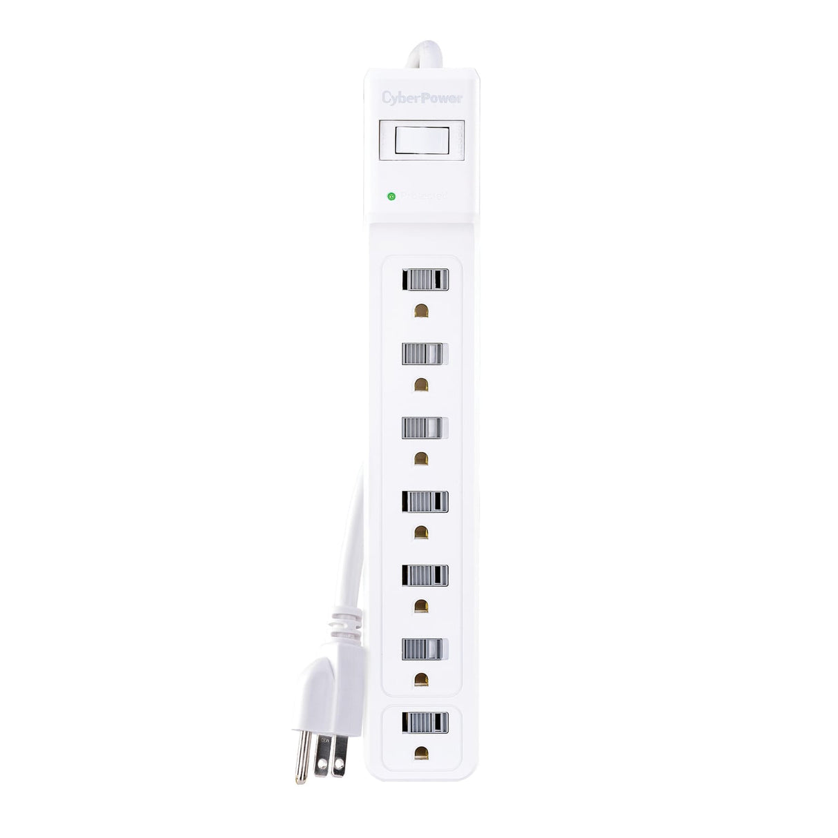 CyberPower 7-AC Outlet 1200-Joules Essential Series Surge Protector Power Strip with Sliding Covers, 4-Ft. Cord with Straight Plug, B704