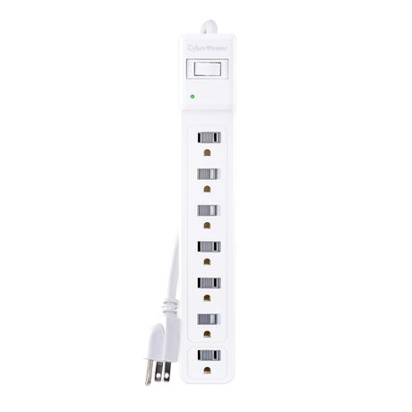 CyberPower 7-AC Outlet 1200-Joules Essential Series Surge Protector Power Strip with Sliding Covers, 4-Ft. Cord with Straight Plug, B704