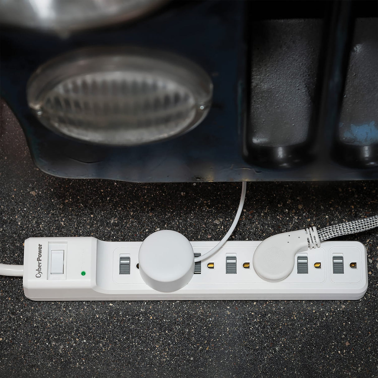 CyberPower 7-AC Outlet 1200-Joules Essential Series Surge Protector Power Strip with Sliding Covers, 4-Ft. Cord with Straight Plug, B704