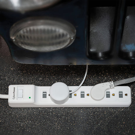 CyberPower 7-AC Outlet 1200-Joules Essential Series Surge Protector Power Strip with Sliding Covers, 4-Ft. Cord with Straight Plug, B704