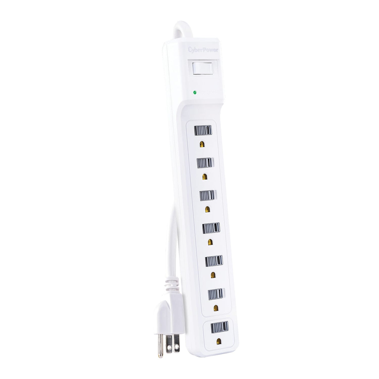 CyberPower 7-AC Outlet 1200-Joules Essential Series Surge Protector Power Strip with Sliding Covers, 4-Ft. Cord with Straight Plug, B704