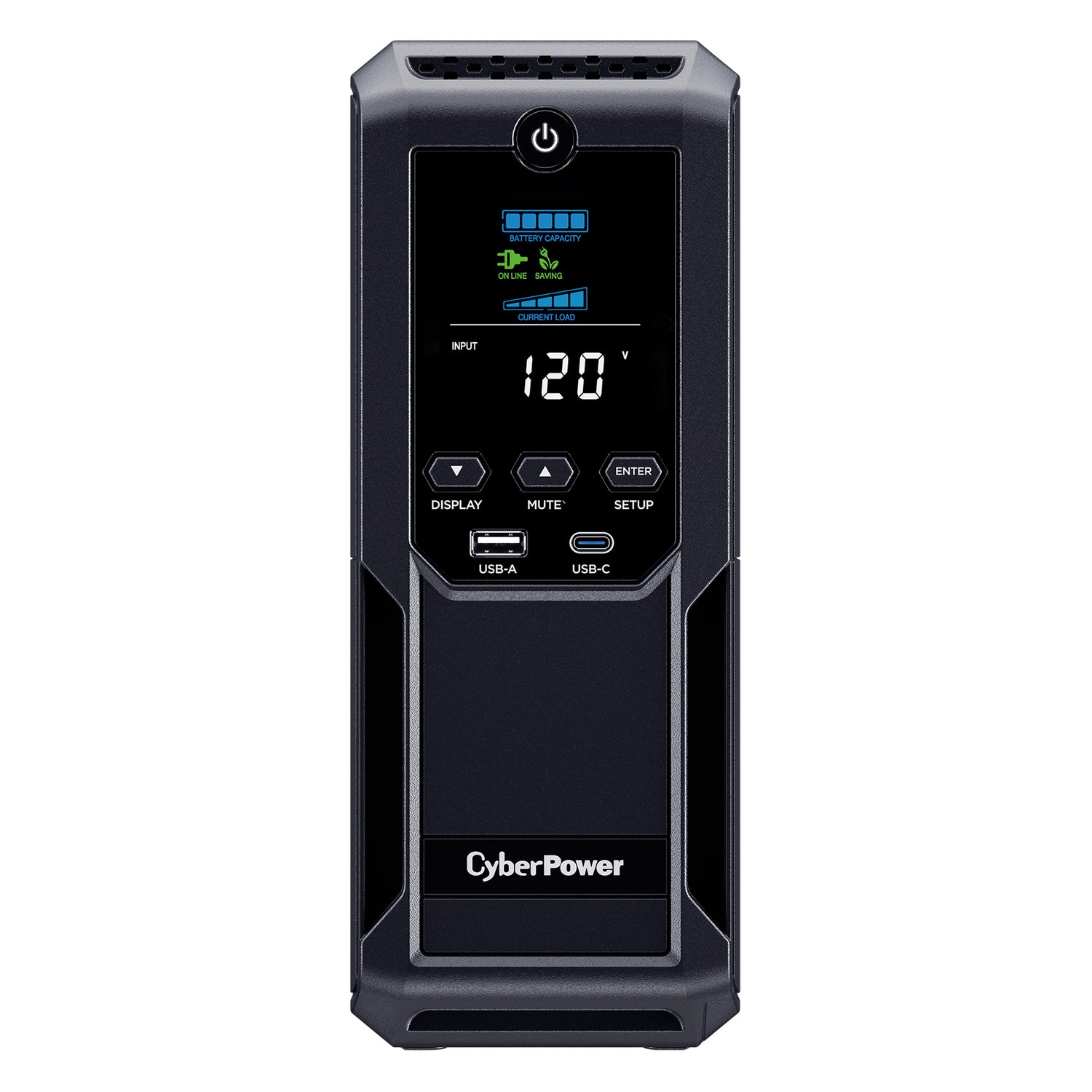 CyberPower 12-AC Outlet, 2-USB, and LAN/Coax 900-Watt/1500-VA Intelligent LCD UPS Tower with 1500-Joules Surge Protection and AVR, 6-Ft. Cord