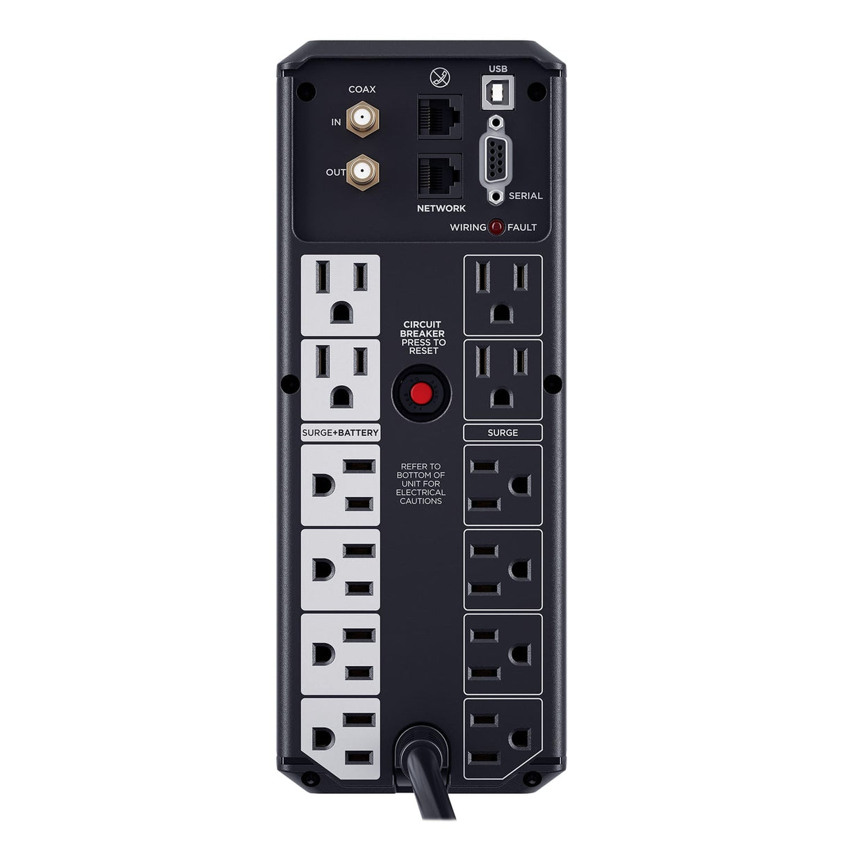 CyberPower 12-AC Outlet, 2-USB, and LAN/Coax 900-Watt/1500-VA Intelligent LCD UPS Tower with 1500-Joules Surge Protection and AVR, 6-Ft. Cord