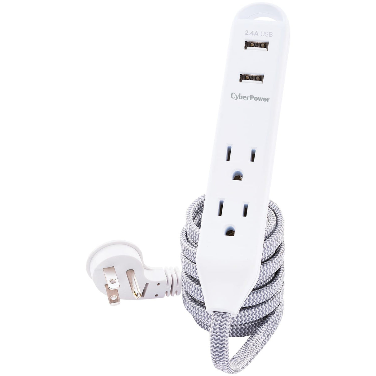 CyberPower Reach and Charge Power Strip, 3 AC Outlets and 2 USB Ports, 6-Ft. Braided Cord, GC306U