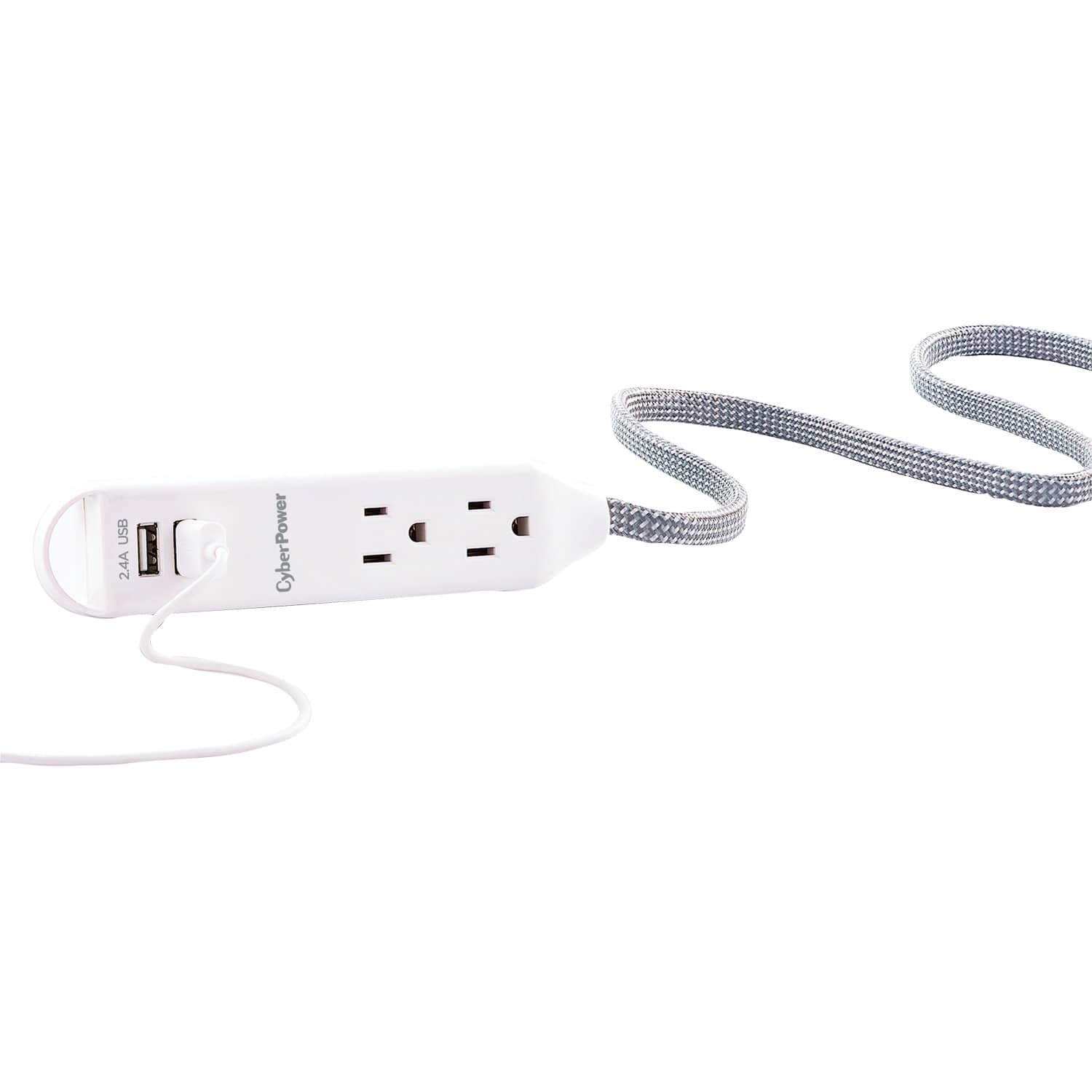 CyberPower Reach and Charge Power Strip, 3 AC Outlets and 2 USB Ports, 6-Ft. Braided Cord, GC306U