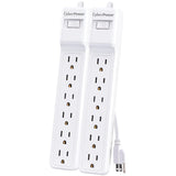 CyberPower 6-AC Outlet 500-Joules Essential Series Surge Protector Power Strip, 2-Ft. Cord with Straight Plug, MP1073SS, 2 Pack
