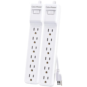 CyberPower 6-AC Outlet 500-Joules Essential Series Surge Protector Power Strip, 2-Ft. Cord with Straight Plug, MP1073SS, 2 Pack