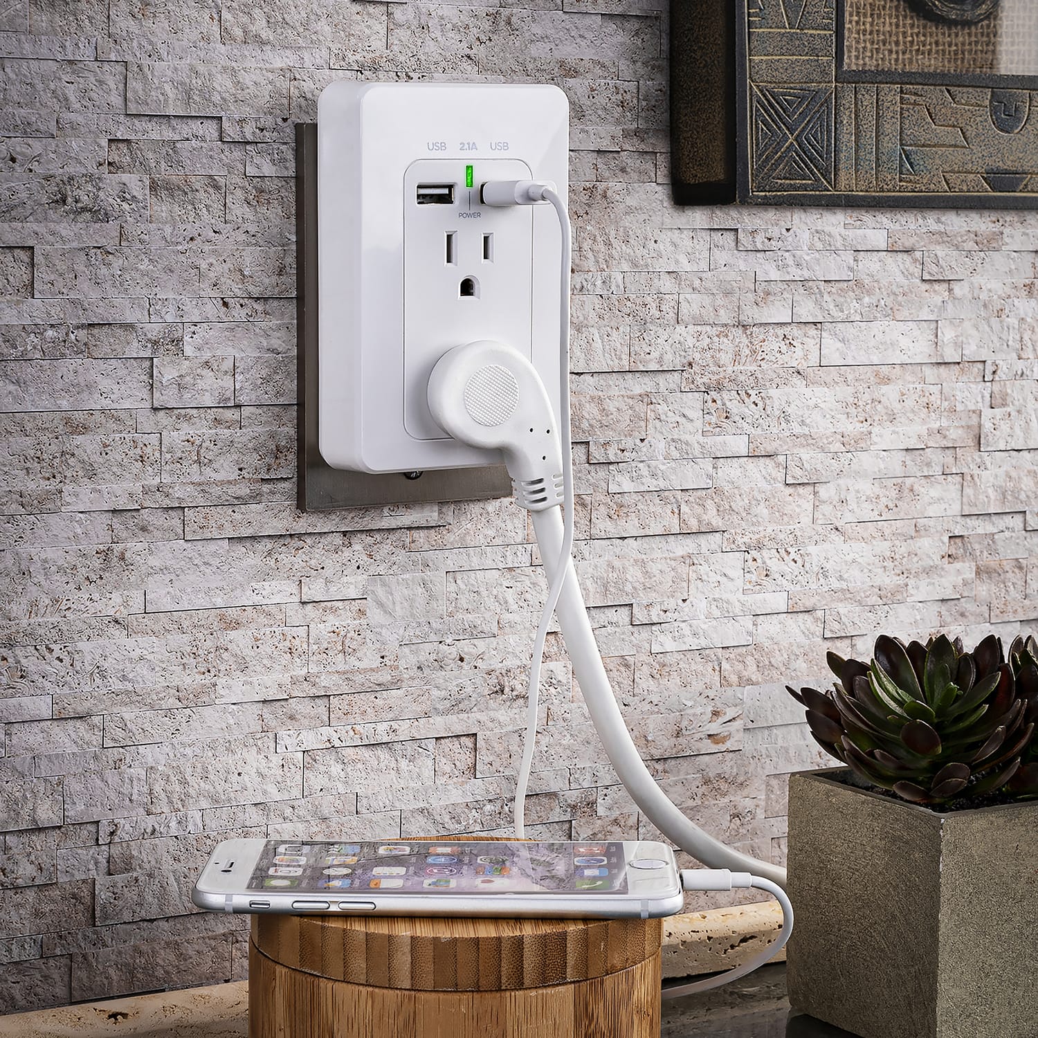 CyberPower 2-AC Outlet and 2-USB Port Grounded Wall Tap, MP18HO007, 2 Pack