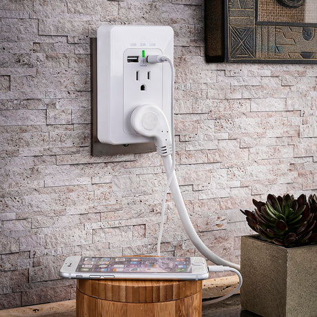 CyberPower 2-AC Outlet and 2-USB Port Grounded Wall Tap, MP18HO007, 2 Pack