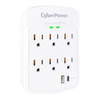 CyberPower 6-AC Outlet and 2-USB Port 1800-Joules Home Office Series Surge Protector Wall Tap, P6WUC15