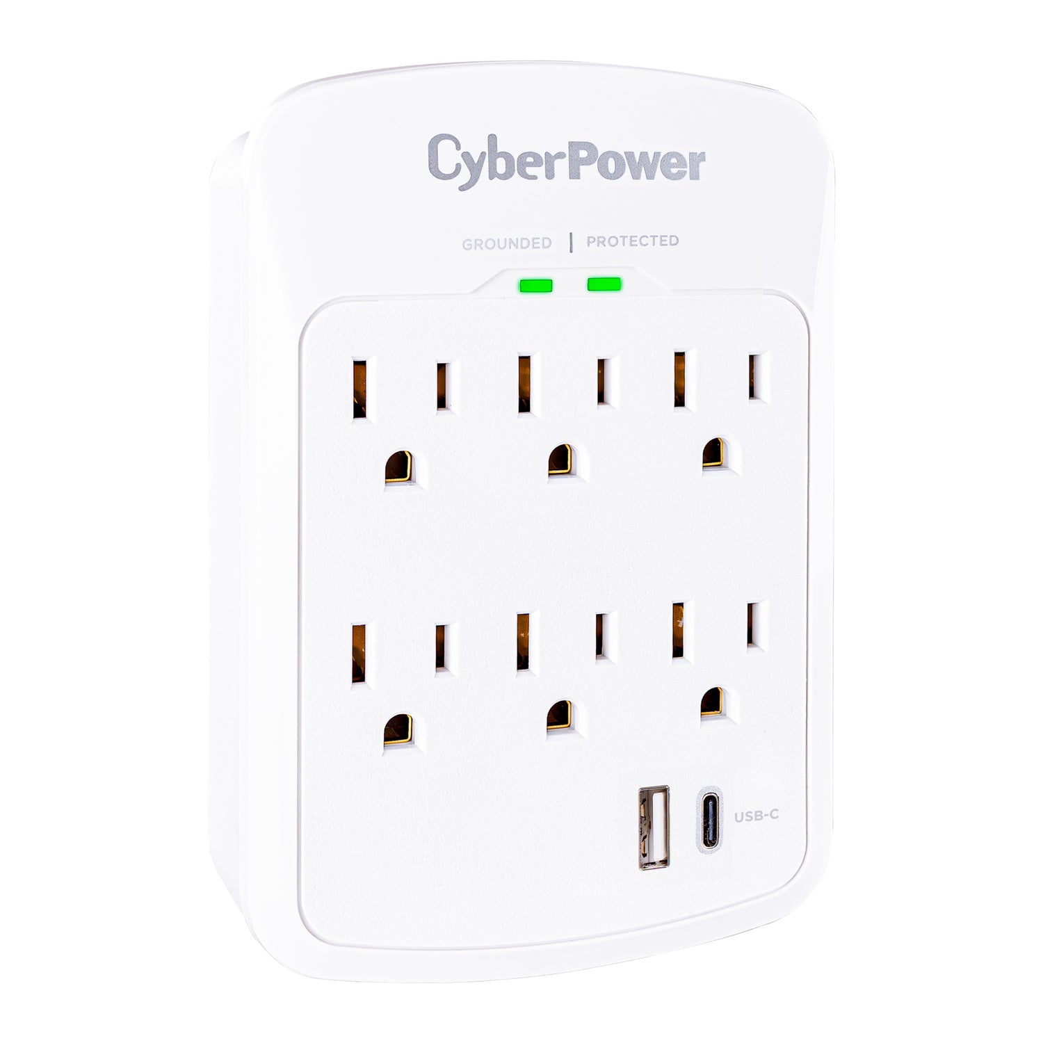 CyberPower 6-AC Outlet and 2-USB Port 1800-Joules Home Office Series Surge Protector Wall Tap, P6WUC15