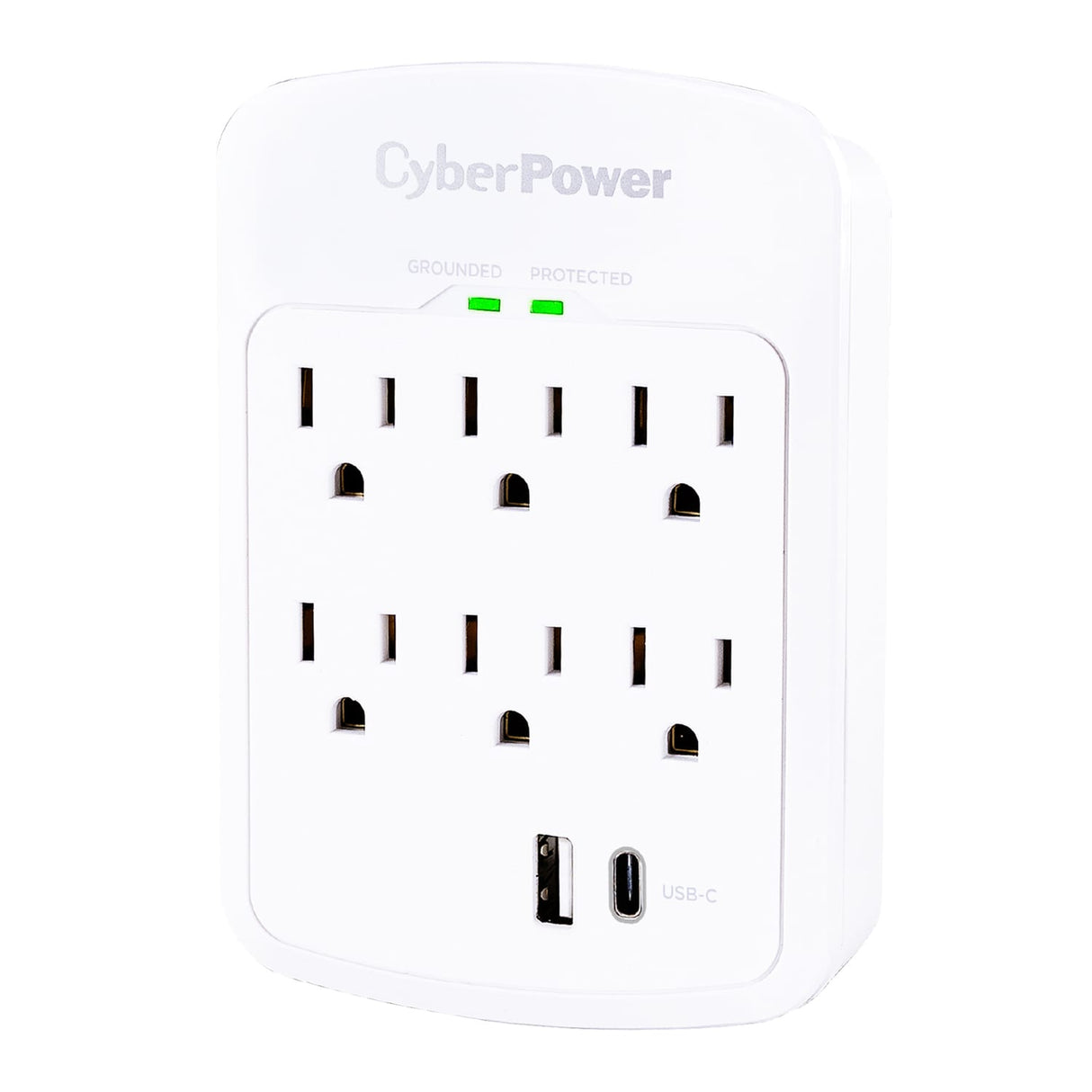 CyberPower 6-AC Outlet and 2-USB Port 1800-Joules Home Office Series Surge Protector Wall Tap, P6WUC15