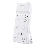CyberPower 8-Outlet and 2-USB Port 2400-Joules Home and Office Surge Protector Power Strip, 6-Ft. Cord with 45° Offset Flat Plug, P806UC15