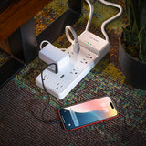 CyberPower 8-Outlet and 2-USB Port 2400-Joules Home and Office Surge Protector Power Strip, 6-Ft. Cord with 45° Offset Flat Plug, P806UC15