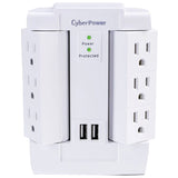 CyberPower 6-AC Swiveling Outlet and 2-USB Port 1200-Joules Professional Series Surge Protector Wall Tap, CSP600WSURC2