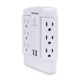CyberPower 6-AC Swiveling Outlet and 2-USB Port 1200-Joules Professional Series Surge Protector Wall Tap, CSP600WSURC2