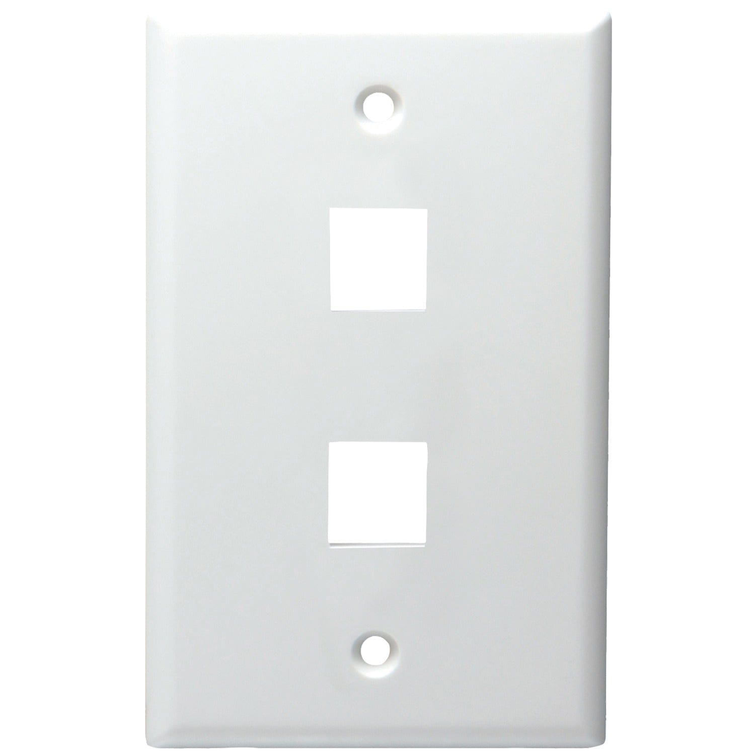 DataComm Electronics Standard-Size Keystone Wall Plate, Ultra White, 2 Port