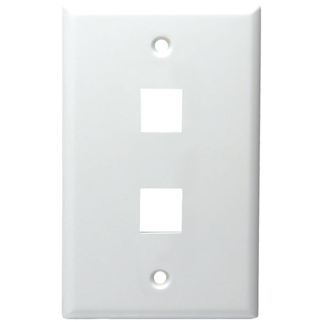 DataComm Electronics Standard-Size Keystone Wall Plate, Ultra White, 2 Port