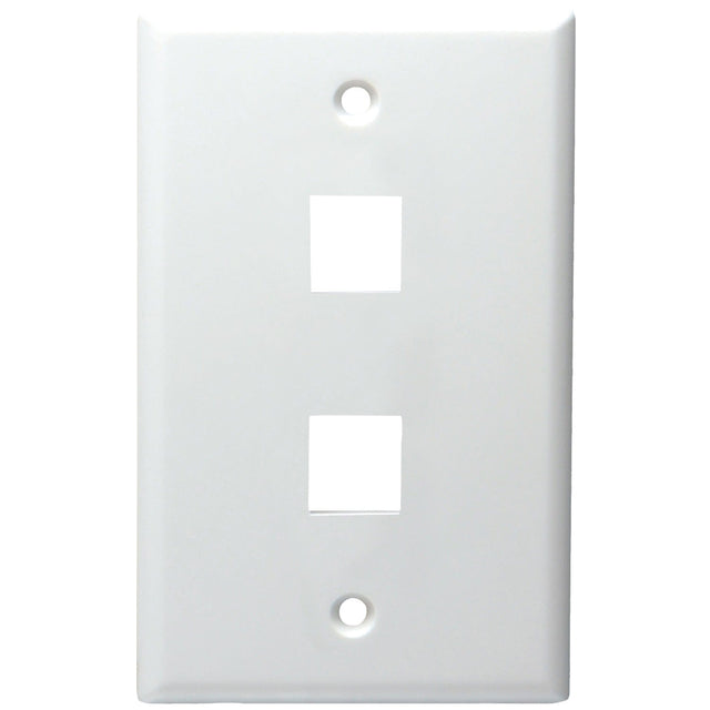 DataComm Electronics Standard-Size Keystone Wall Plate, Ultra White, 2 Port
