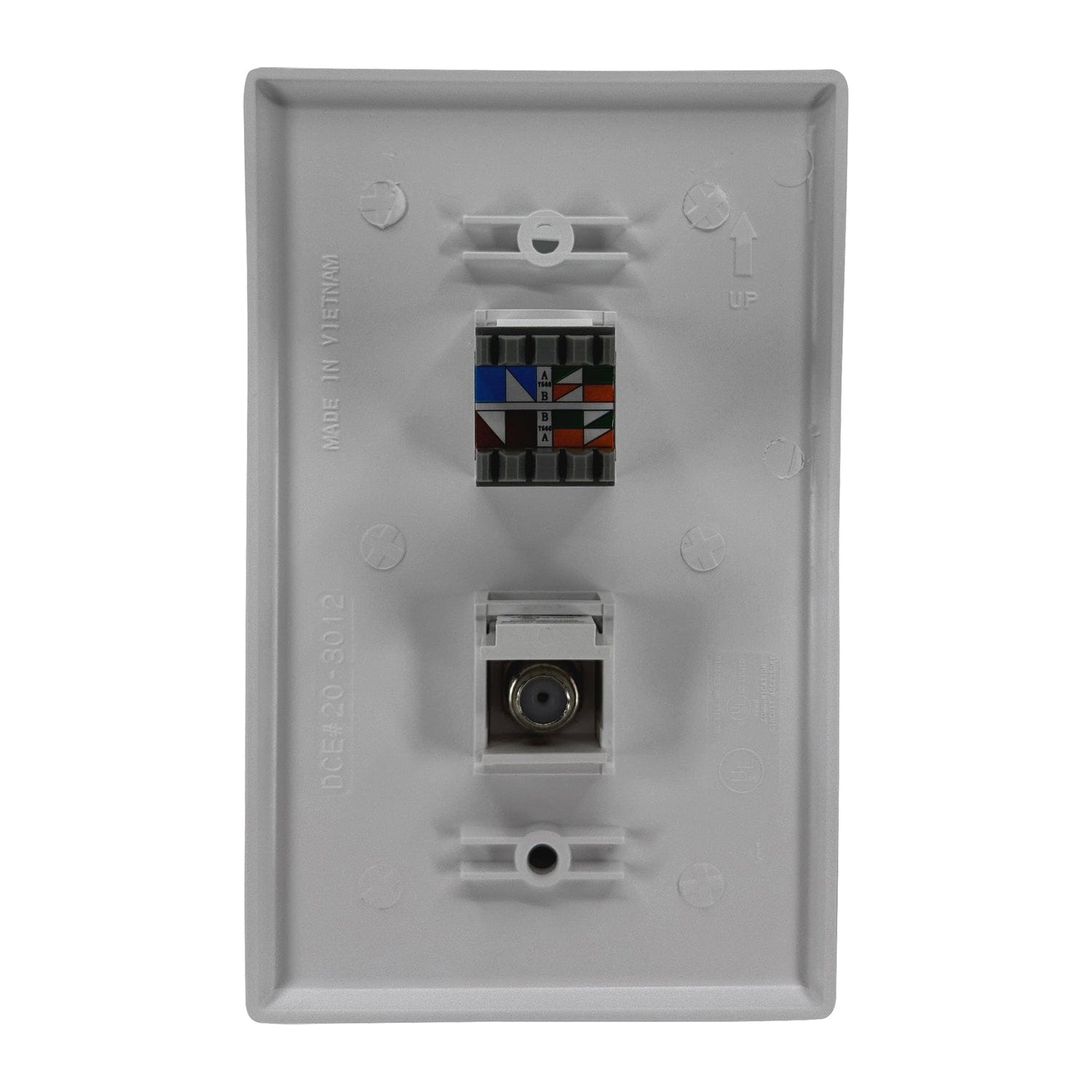 DataComm Electronics CAT-6 Data Jack, 180° Configuration, Ultra White, 10 Pack