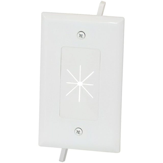 DataComm Electronics 1-Gang Cable Plate with Flexible Opening, White