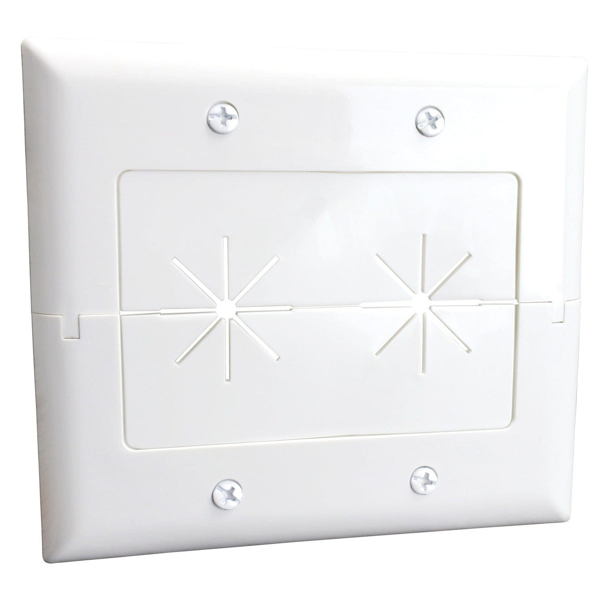 DataComm Electronics 2-Gang Split Plate with Flexible Opening, Ultra White