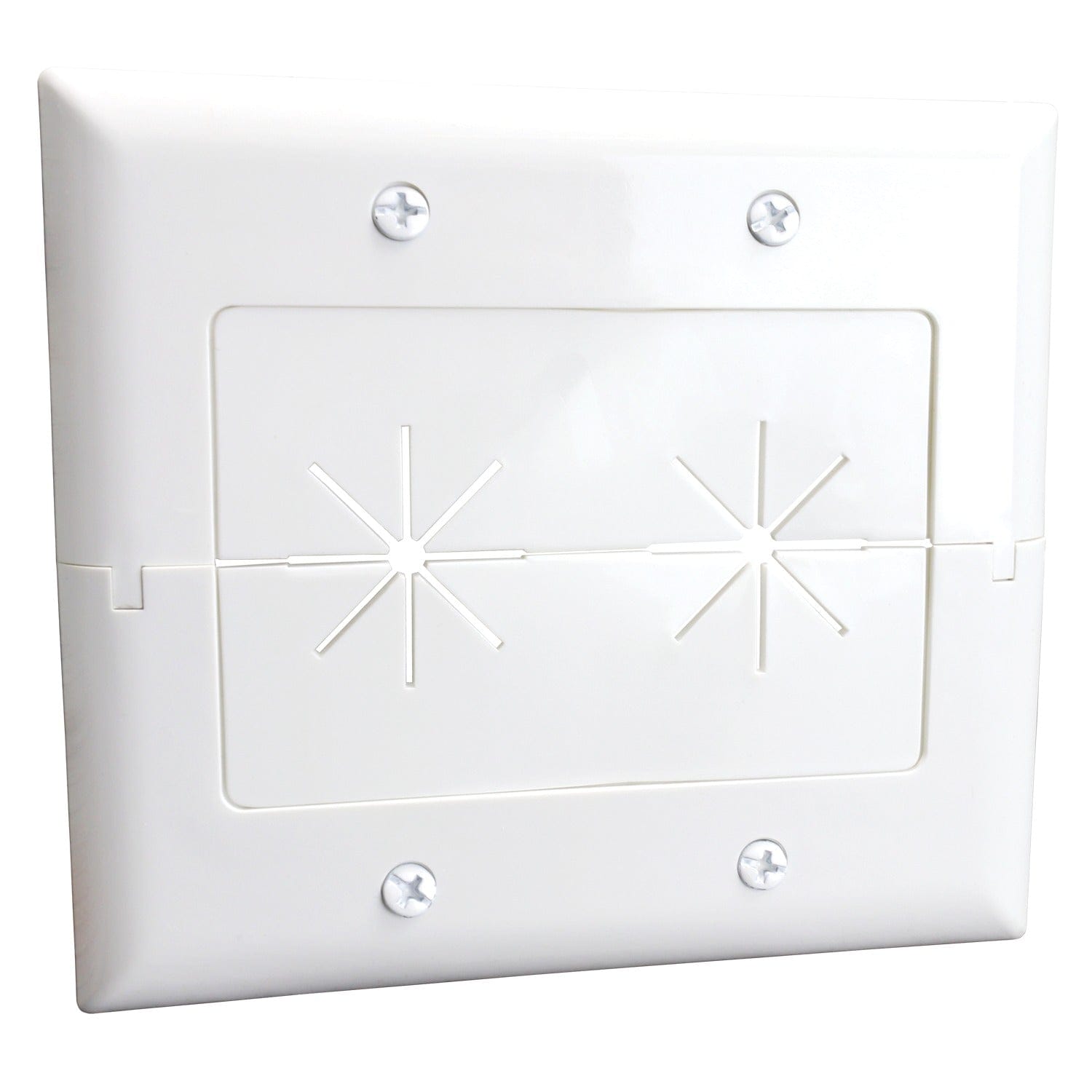 DataComm Electronics 2-Gang Split Plate with Flexible Opening, Ultra White