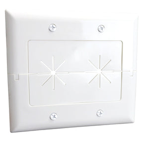 DataComm Electronics 2-Gang Split Plate with Flexible Opening, Ultra White