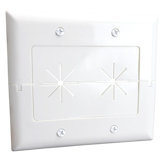 DataComm Electronics 2-Gang Split Plate with Flexible Opening, Ultra White