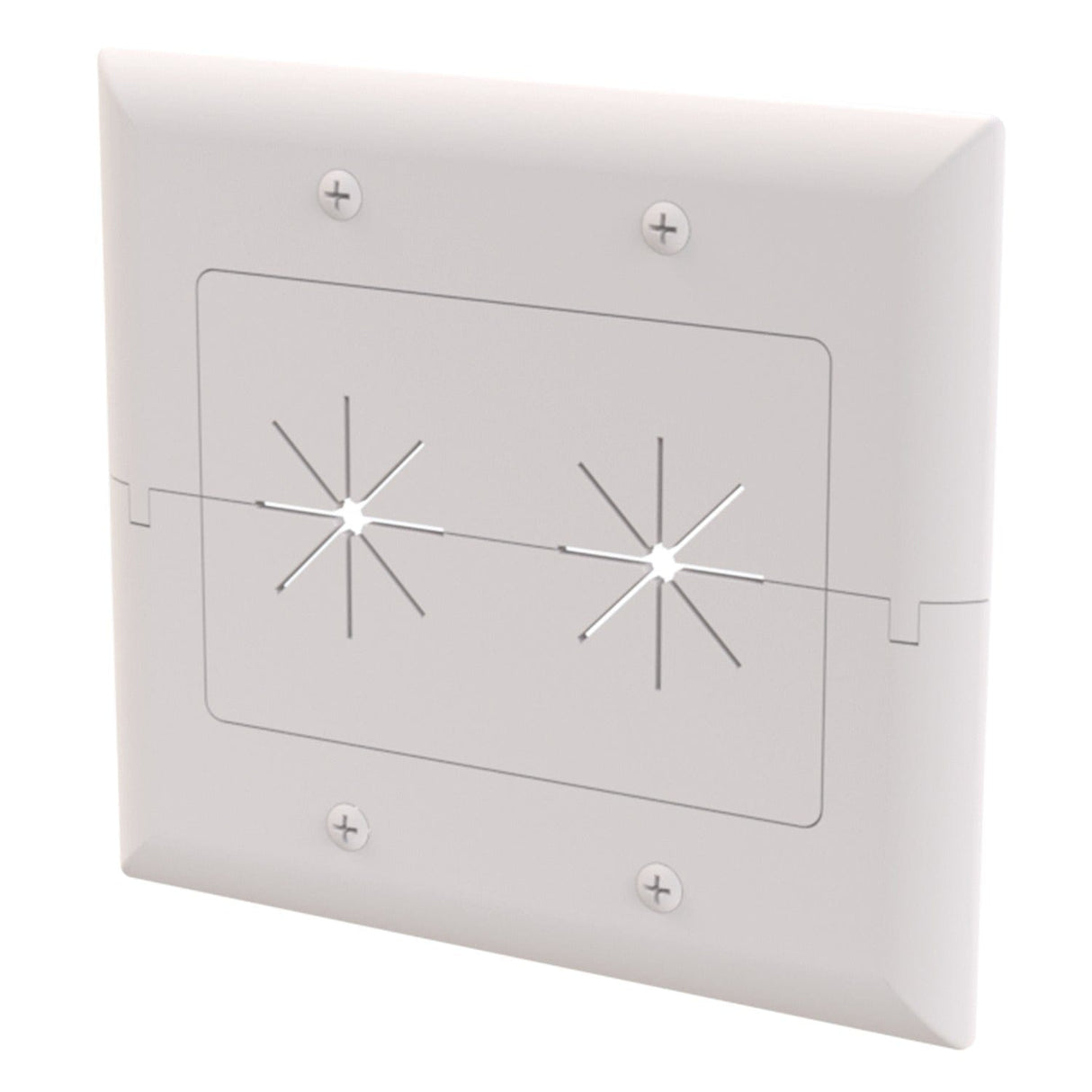 DataComm Electronics 2-Gang Split Plate with Flexible Opening, Ultra White